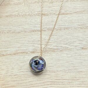 Lampwork Glass Pendant Necklace | 16” 14k Gold Filled Chain | Handmade Jewelry